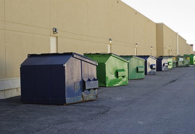 dumpsters lined up waiting to be filled with construction waste in Arcola, VA